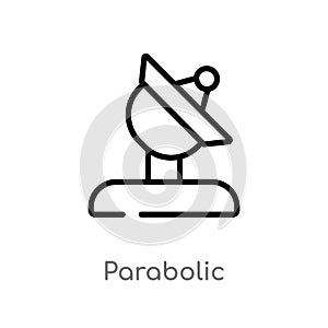 outline parabolic vector icon. isolated black simple line element illustration from technology concept. editable vector stroke