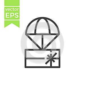 Outline Parachute Box Delivery icon.Line style