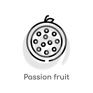 outline passion fruit vector icon. isolated black simple line element illustration from fruits concept. editable vector stroke