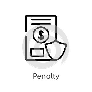 outline penalty vector icon. isolated black simple line element illustration from gdpr concept. editable vector stroke penalty