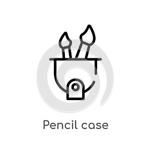 outline pencil case vector icon. isolated black simple line element illustration from education 2 concept. editable vector stroke