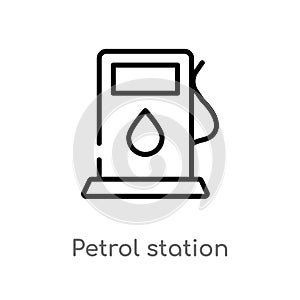 outline petrol station vector icon. isolated black simple line element illustration from transport concept. editable vector stroke