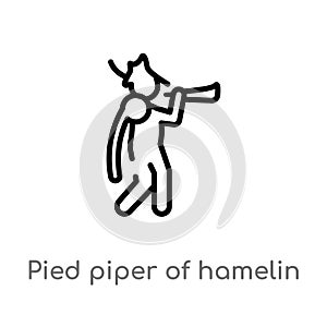 outline pied piper of hamelin vector icon. isolated black simple line element illustration from music concept. editable vector