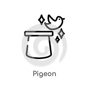 outline pigeon vector icon. isolated black simple line element illustration from magic concept. editable vector stroke pigeon icon