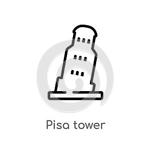 outline pisa tower vector icon. isolated black simple line element illustration from buildings concept. editable vector stroke