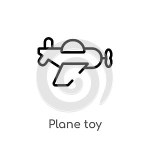 outline plane toy vector icon. isolated black simple line element illustration from toys concept. editable vector stroke plane toy