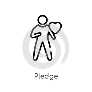 outline pledge vector icon. isolated black simple line element illustration from crowdfunding concept. editable vector stroke