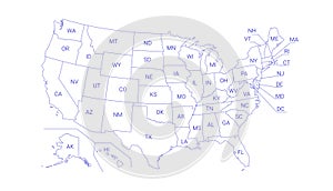 Outline Political US Map with titles of the states. photo