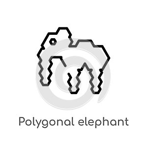 outline polygonal elephant vector icon. isolated black simple line element illustration from geometry concept. editable vector
