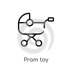 outline pram toy vector icon. isolated black simple line element illustration from toys concept. editable vector stroke pram toy