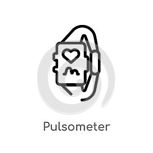 outline pulsometer vector icon. isolated black simple line element illustration from gym and fitness concept. editable vector