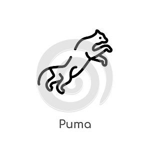 outline puma vector icon. isolated black simple line element illustration from animals concept. editable vector stroke puma icon
