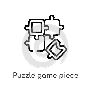 outline puzzle game piece vector icon. isolated black simple line element illustration from business concept. editable vector