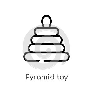 outline pyramid toy vector icon. isolated black simple line element illustration from toys concept. editable vector stroke pyramid