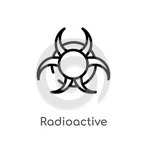 outline radioactive vector icon. isolated black simple line element illustration from ecology concept. editable vector stroke