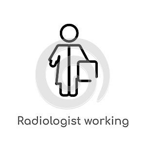 outline radiologist working vector icon. isolated black simple line element illustration from people concept. editable vector