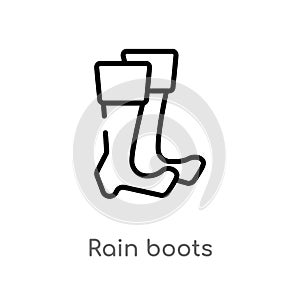 outline rain boots vector icon. isolated black simple line element illustration from autumn concept. editable vector stroke rain