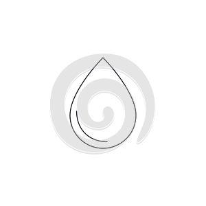 Outline rain drop in vector. Flat icon of water raindrop or oil isolated on white background. Natural aqua illustration with