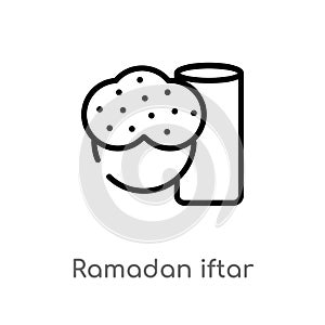 outline ramadan iftar vector icon. isolated black simple line element illustration from religion-2 concept. editable vector stroke