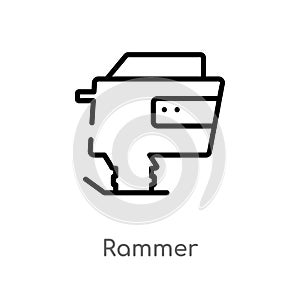 outline rammer vector icon. isolated black simple line element illustration from construction concept. editable vector stroke