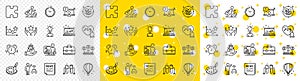 Outline Ranking, Time management and Chemistry beaker line icons. For web app. Vector
