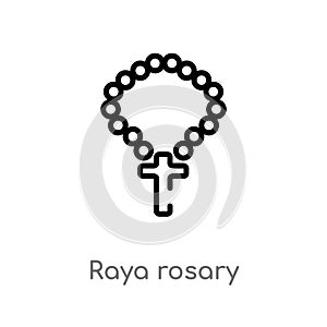 outline raya rosary vector icon. isolated black simple line element illustration from religion-2 concept. editable vector stroke