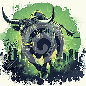 Outline realistic illustration of bullish trade market