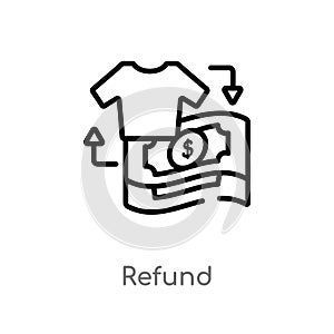 outline refund vector icon. isolated black simple line element illustration from fashion and commerce concept. editable vector