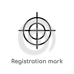 outline registration mark vector icon. isolated black simple line element illustration from edit tools concept. editable vector
