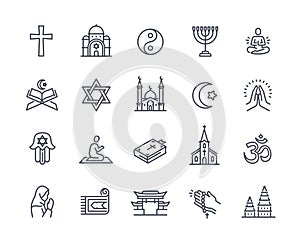 Outline religious icons set