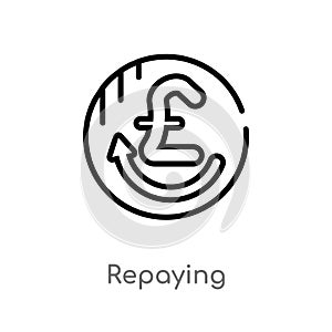 outline repaying vector icon. isolated black simple line element illustration from user interface concept. editable vector stroke