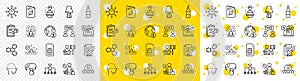 Outline Restructuring, Auction and Travel loan line icons. For web app. Vector