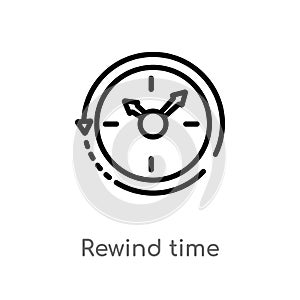 outline rewind time vector icon. isolated black simple line element illustration from general concept. editable vector stroke