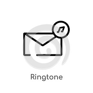 outline ringtone vector icon. isolated black simple line element illustration from message concept. editable vector stroke