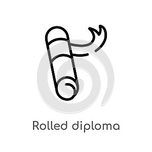 outline rolled diploma vector icon. isolated black simple line element illustration from education concept. editable vector stroke