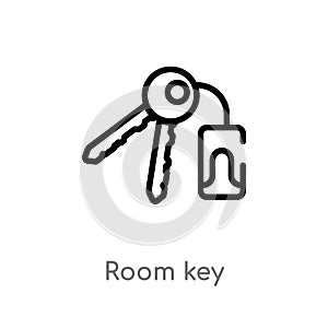 outline room key vector icon. isolated black simple line element illustration from hotel concept. editable vector stroke room key