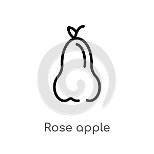 outline rose apple vector icon. isolated black simple line element illustration from fruits concept. editable vector stroke rose