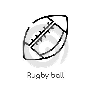 outline rugby ball vector icon. isolated black simple line element illustration from free time concept. editable vector stroke