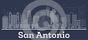 Outline San Antonio Texas City Skyline with White Buildings