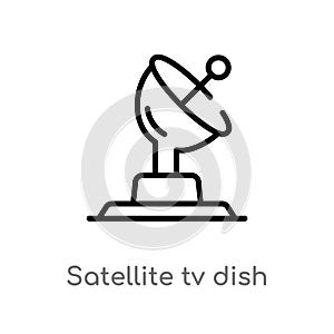 outline satellite tv dish vector icon. isolated black simple line element illustration from cinema concept. editable vector stroke