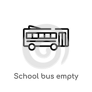 outline school bus empty vector icon. isolated black simple line element illustration from transport concept. editable vector
