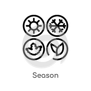 outline season vector icon. isolated black simple line element illustration from nature concept. editable vector stroke season
