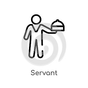 outline servant vector icon. isolated black simple line element illustration from hotel and restaurant concept. editable vector
