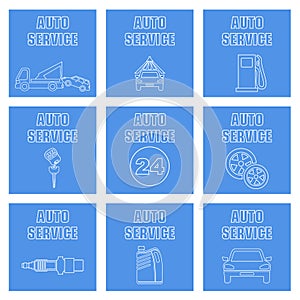 Outline set autoservice icons