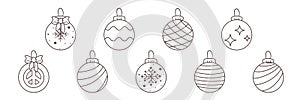 Outline Set of different Christmas ornaments