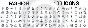 Outline set of fashion line icons. linear vector icons such as suspenders,female black handbag,boxing ring,circular perfume bottle