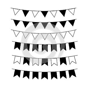 Outline set with garlands for greeting cards, invitations, scrapbooking. Vector illustration
