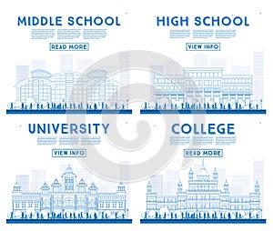 Outline Set of University, High School and College Study Banners
