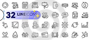 Outline set of Waterproof, Web3 and Diesel station line icons. For web app. Vector