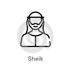 outline sheik vector icon. isolated black simple line element illustration from desert concept. editable vector stroke sheik icon
